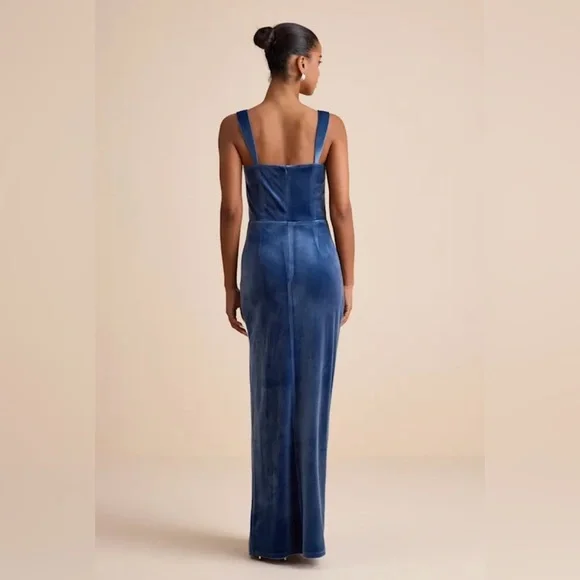 Lulu's NWT Pristine Luxury Blue Velvet Bustier Maxi Dress - Picture 4 of 13